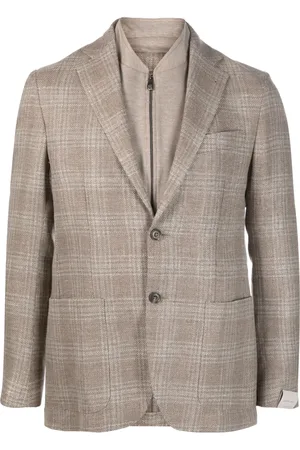 corneliani Tonal plaid single-breasted blazer