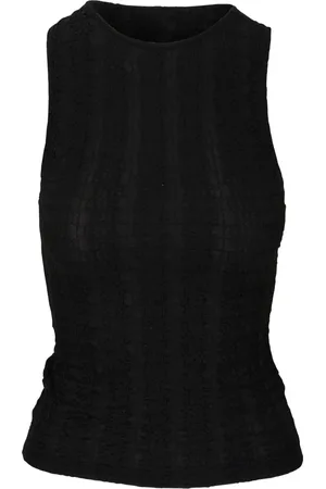 Vince Sleeveless crinkled-finish tank top