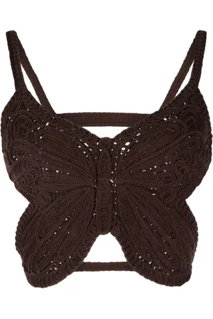 BLUMARINE Butterfly crochet cropped top