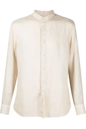 120% Lino Band-collar linen shirt