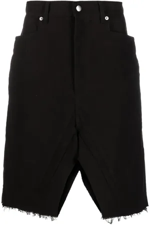 Rick Owens Distressed-hem denim bermuda shorts