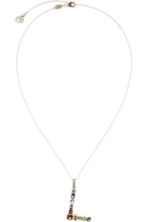Dolce & Gabbana 18kt yellow initial L gemstone necklace