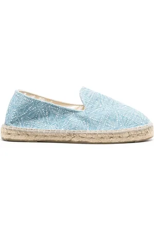 MANEBI Geometric-pattern raffia espadrilles