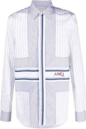Alexander McQueen Pinstriped logo-print shirt