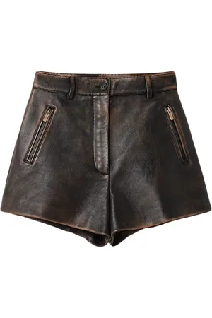 Miu Miu Distressed leather mini shorts