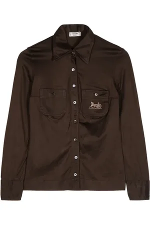 Céline Horse Carriage-embroidered cotton shirt