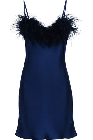 Sleeper Boheme feather-trim minidress