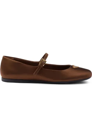 Prada Enamel triangle-logo ballerina shoes