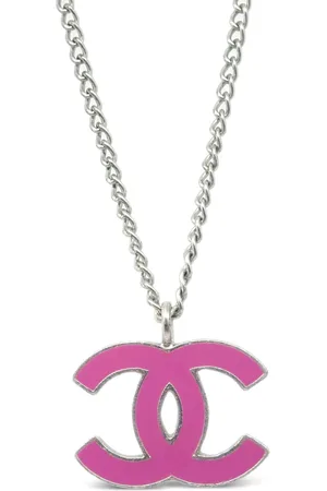 CHANEL 1990-2000 enamel-detail CC-pendant necklace