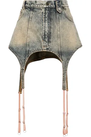 EgonLab Garter-detail denim mini skirt