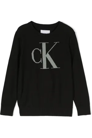 Calvin Klein Logo-intarsia cotton blend jumper