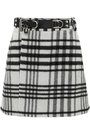 J.W.Anderson Plaid-check brushed A-line skirt