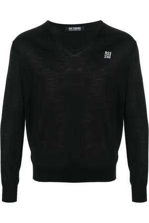 RAF SIMONS Embroidered-logo merino wool jumper