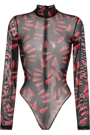 DAVID KOMA Graphic-print sheer bodysuit