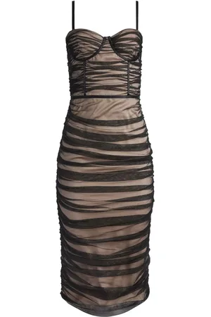 ALICE+OLIVIA Damia ruched bustier midi dress