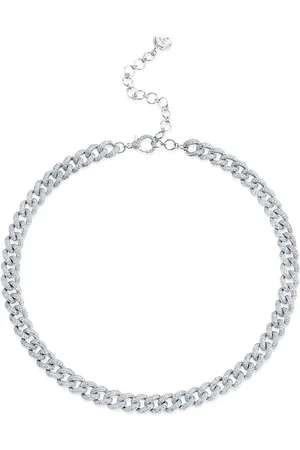 Shay 18kt white gold pavé link necklace