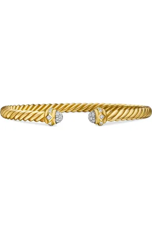David Yurman 18kt yellow Renaissance Oval Cablespira diamond bracelet (4.5mm)