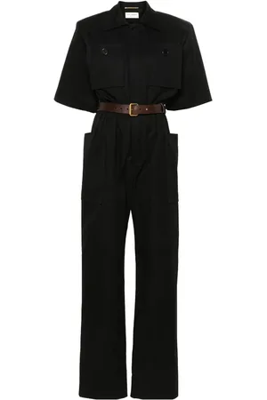 Saint Laurent Short-sleeve cotton jumpsuit
