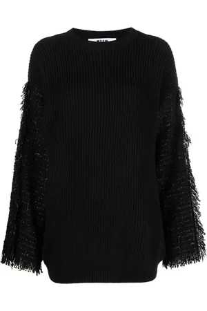 Msgm Frayed-detaling ribbed-knit jumper
