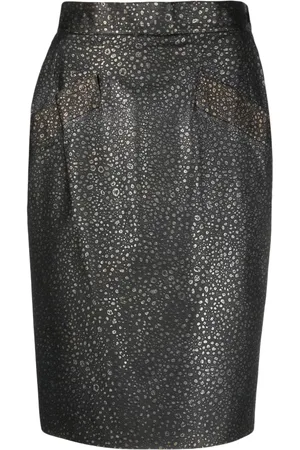 Saint Laurent 1980s dotted pattern pencil skirt