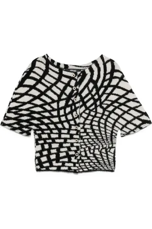 VERSACE 2000s geometric-pattern cardigan