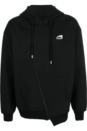 Ader Error Curved-zip long-sleeve hoodie