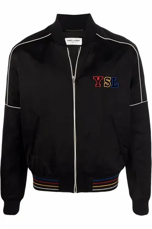 Saint Laurent Embroidered logo zipped bomber jacket