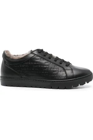 Kiton Logo-debossed leather sneakers