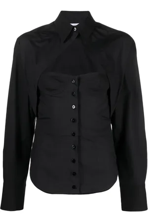 The Attico Cut-out corset-style cotton shirt