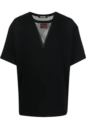 RAF SIMONS Fishnet-panel short-sleeve T-shirt