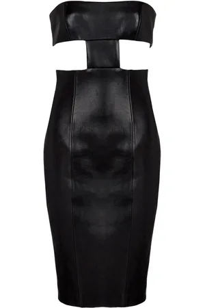 Balmain Strapless leather mini dress