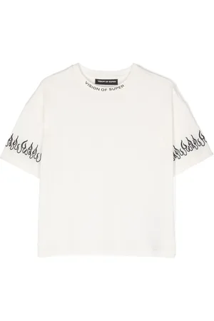 Vision Of Super Logo-neckline cotton T-shirt