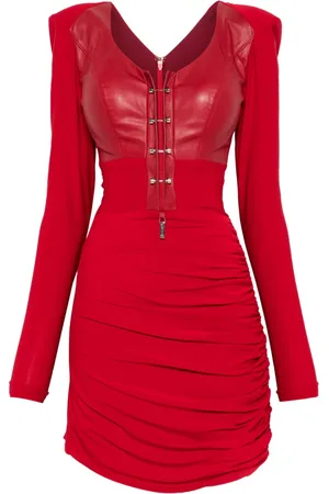 MITILIANE COUTURE Piercing-details leather-panel mini dress