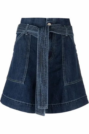 P.A.R.O.S.H. Tied-belt paperbag-waist denim shorts