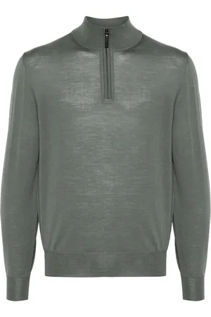 CANALI Zipped funnel-neck pullover