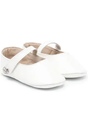 Babywalker Rhinestone-embellished leather ballerinas