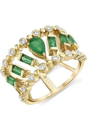 Shay 18kt yellow Dot Dash emerald ring