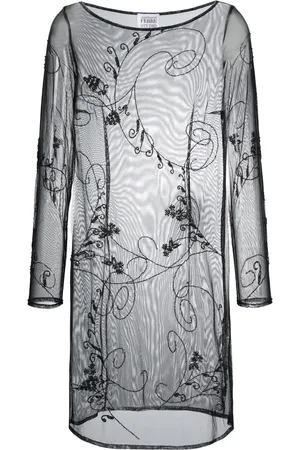 Gianfranco Ferré 1990s floral-embroidered long-sleeved dress