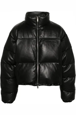 VTMNTS Debossed-logo leather puffer jacket