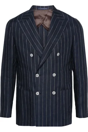 BARBA Pinstriped linen double-breasted blazer