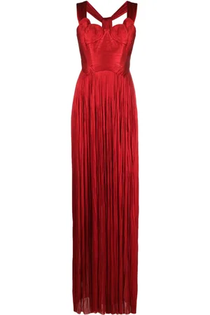 MARIA LUCIA HOHAN Sabina plissé-silk maxi gown