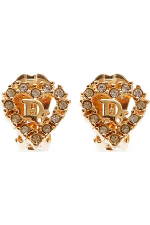 Dior Heart rhinestone clip-on earrings