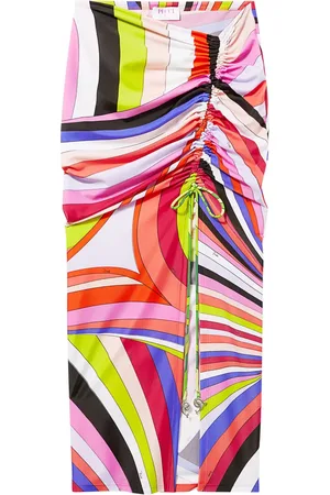 Puccini Iride-print gathered midi skirt