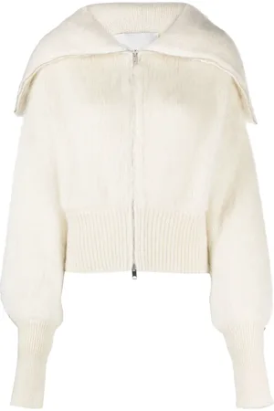 Sa Su Phi Zip-up puff-sleeves cardigan