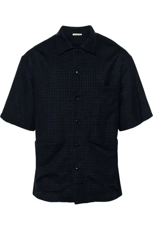 BARENA Checked camp-collar shirt