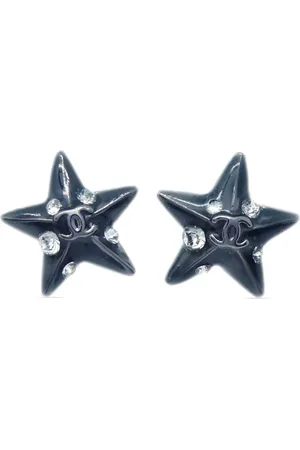 CHANEL 2003 CC-embossed rhinestone-embellished star stud earrings