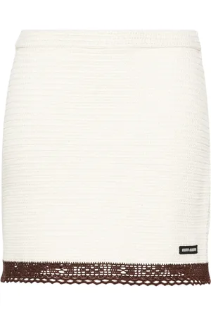 Miu Miu Logo-patch crochet miniskirt