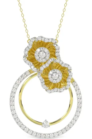Marchesa Notte 18kt yellow floral diamond necklace