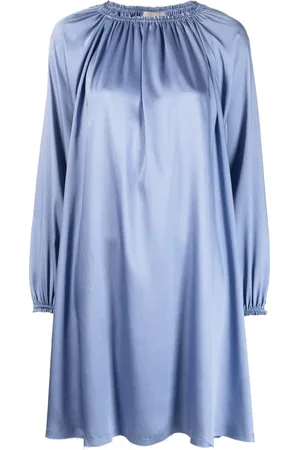 BLANCA Gathered-detail long-sleeve dress