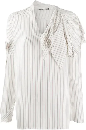 AGANOVICH Striped raw edge shirt